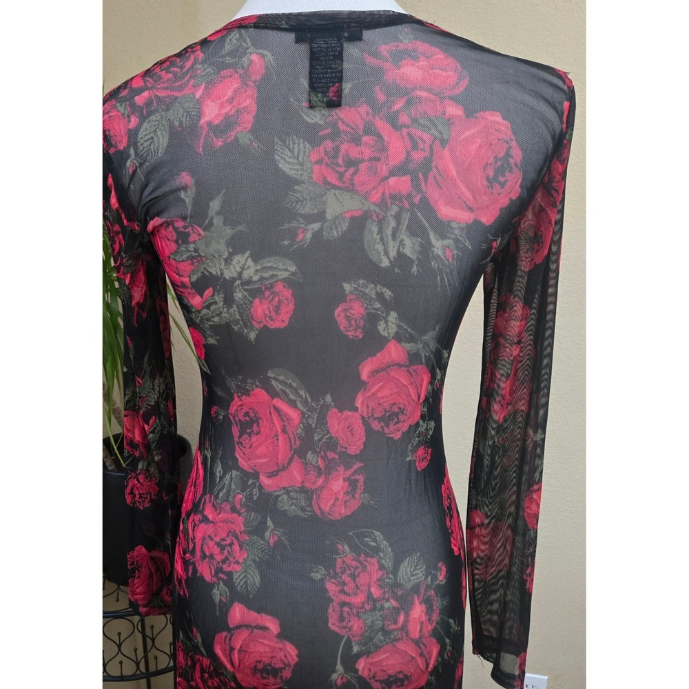 Love Tree Mesh Duster Cardigan Small Dark Floral Sheer Rose Goth Romantic Layer - Picture 7 of 12